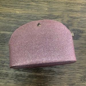 KATE SPADE PINK GLITTER BURGESS COURT MAKEUP BAG